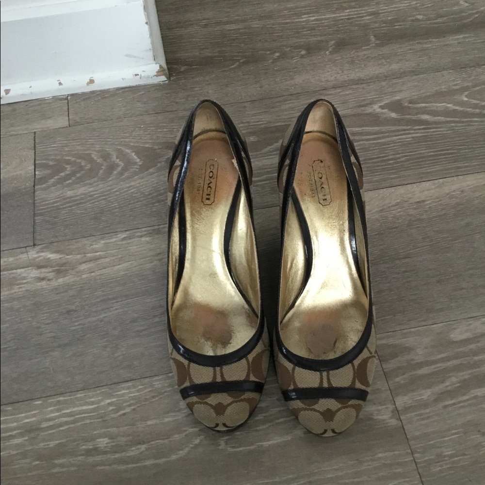 coach Brown Wedge Shoes Size 7.5B $40 - Picture 3 of 13
